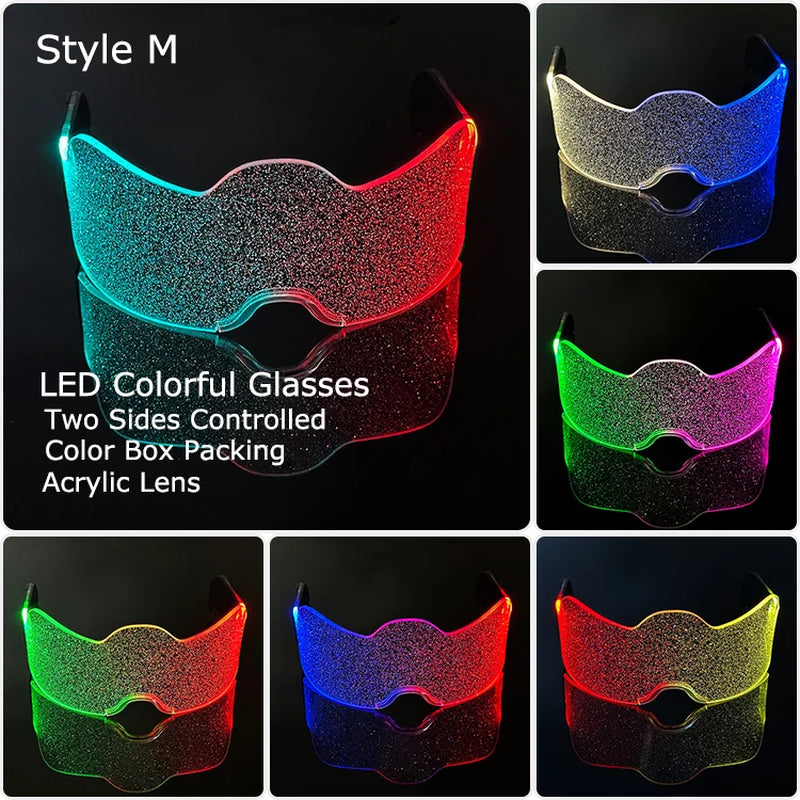 Glow Party Acrylic LED Glasses - Neon Light Up Eyewear for DJ Events, Halloween & Christmas Celebrations