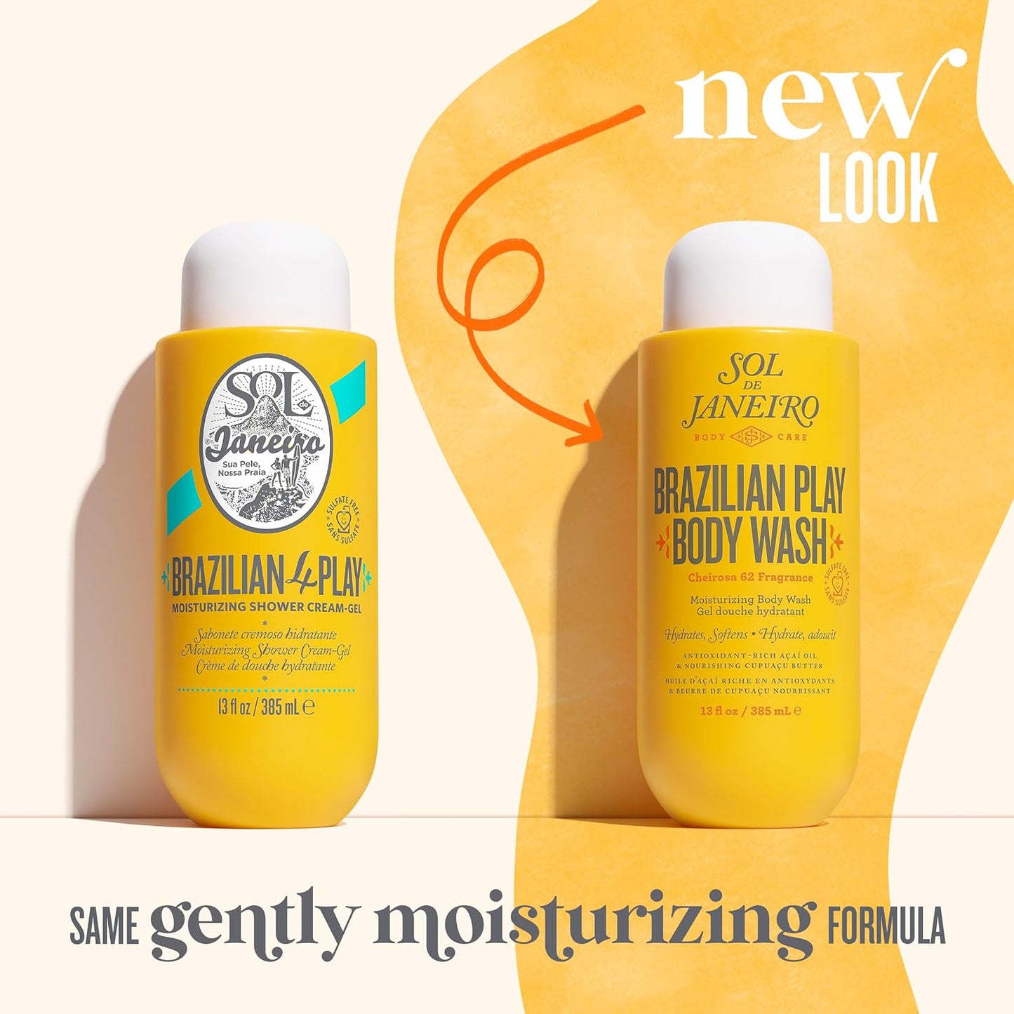 Brazilian Play Moisturizing Shower Cream-Gel Body Wash - Premium Body Cleanser - Hydrating for Soft Skin