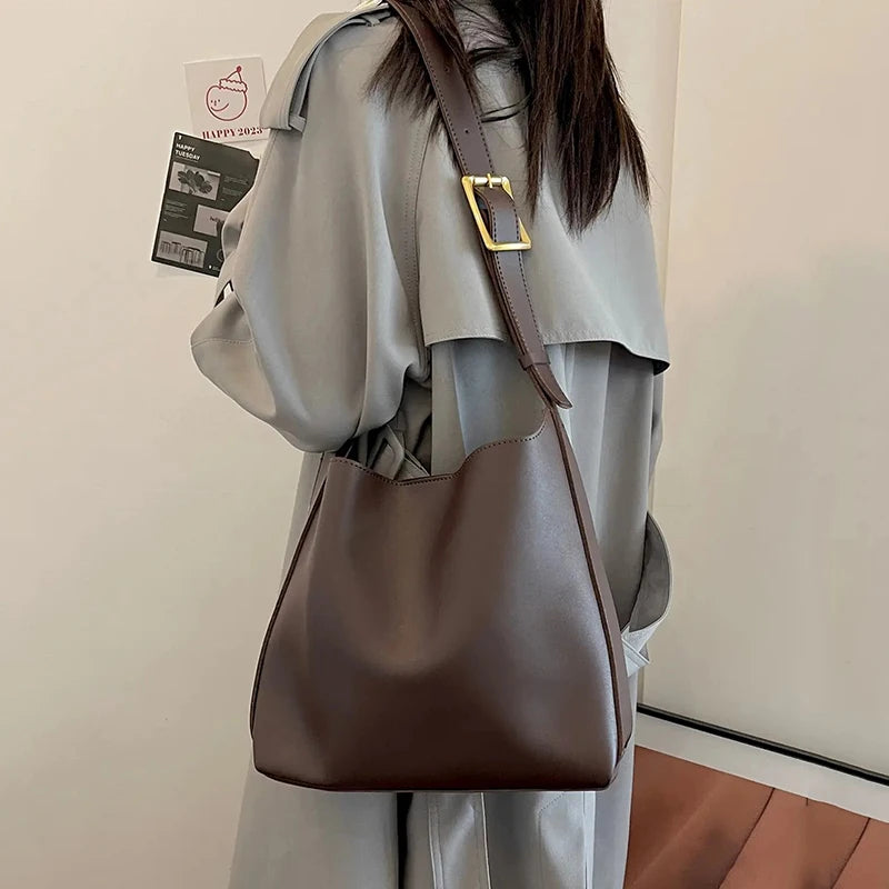 Chic Minimalist PU Leather Crossbody Bag for Women - Versatile All-Match Shoulder Handbag for Work