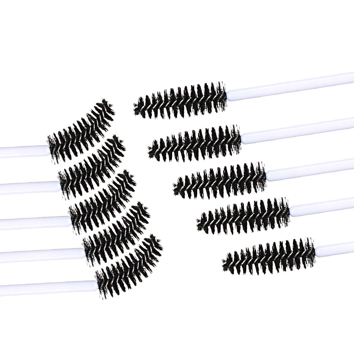 100 PCS Disposable Eyelash Brushes Mascara Brushes Eye Lash Eyebrow Applicator Cosmetic Makeup Brush Tool Kits (White-Black)