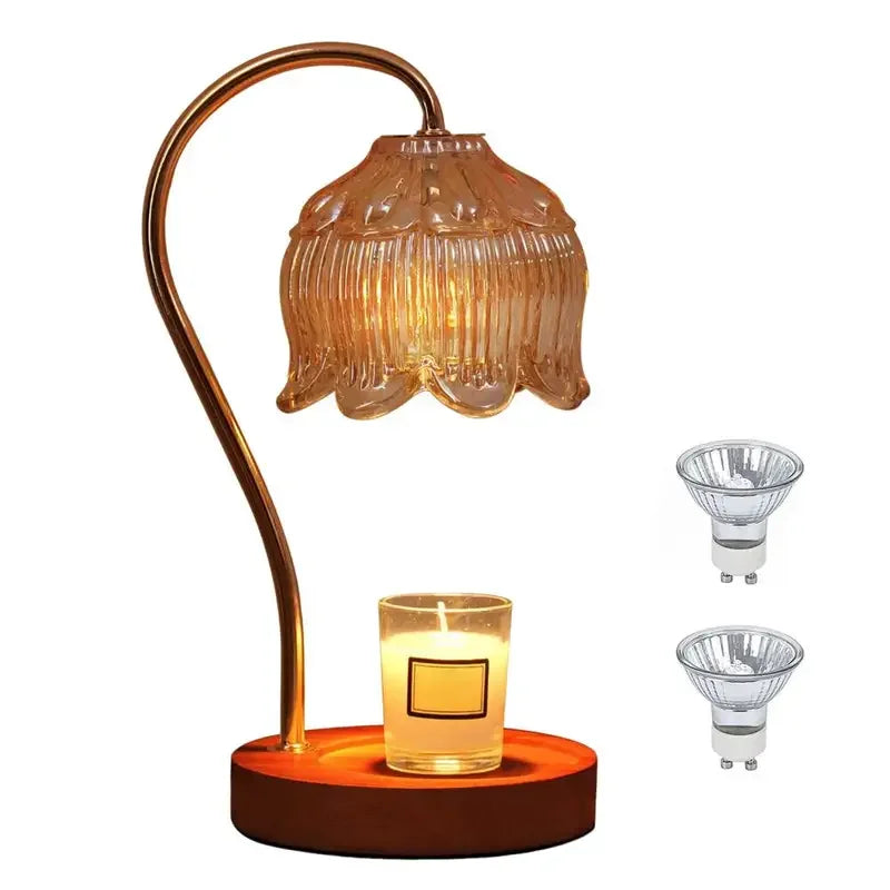 Dimmable Aromatherapy Candle Warmer Lamp - Elegant Glass Shade & Timer Feature for Cozy Ambiance