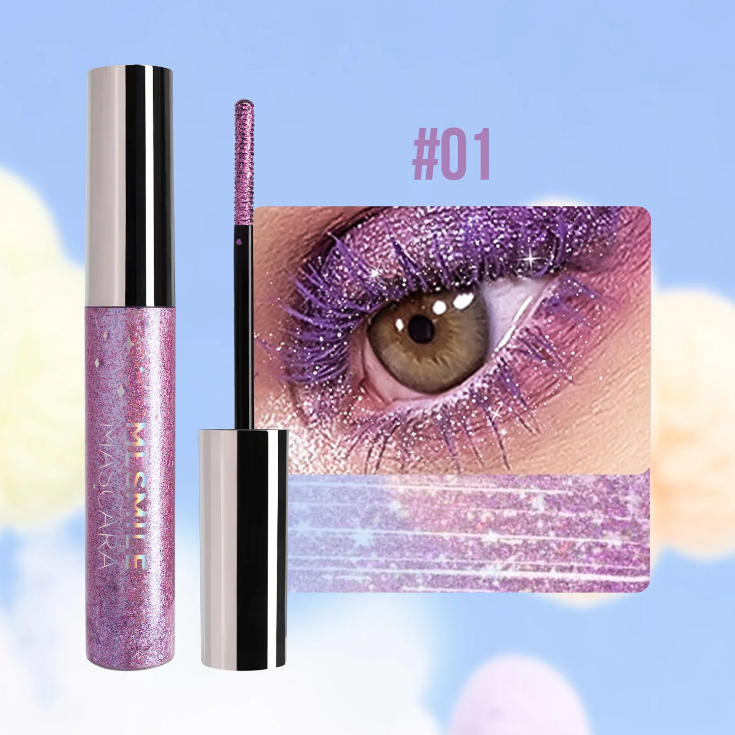 Shiny Pearlescent Colorful Mascara Waterproof Sweat Proof Quick Dry Lasting Matte Blue Mascara Glitter Gold Eyelashes