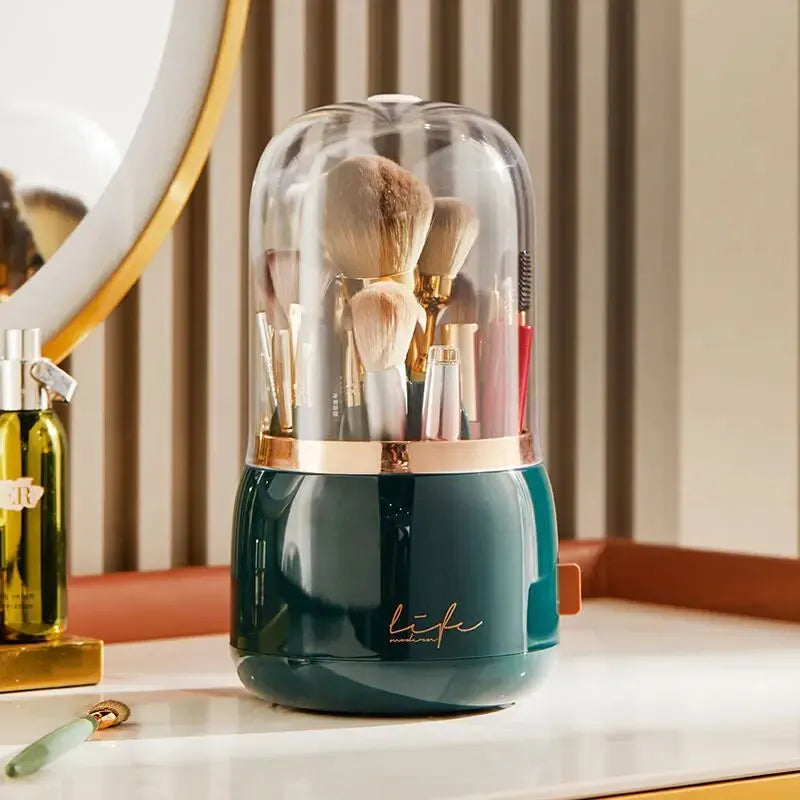 Large Capacity Makeup Organizer - Stylish Cosmetic Storage Box & Dressing Table Essential with Brush Holder