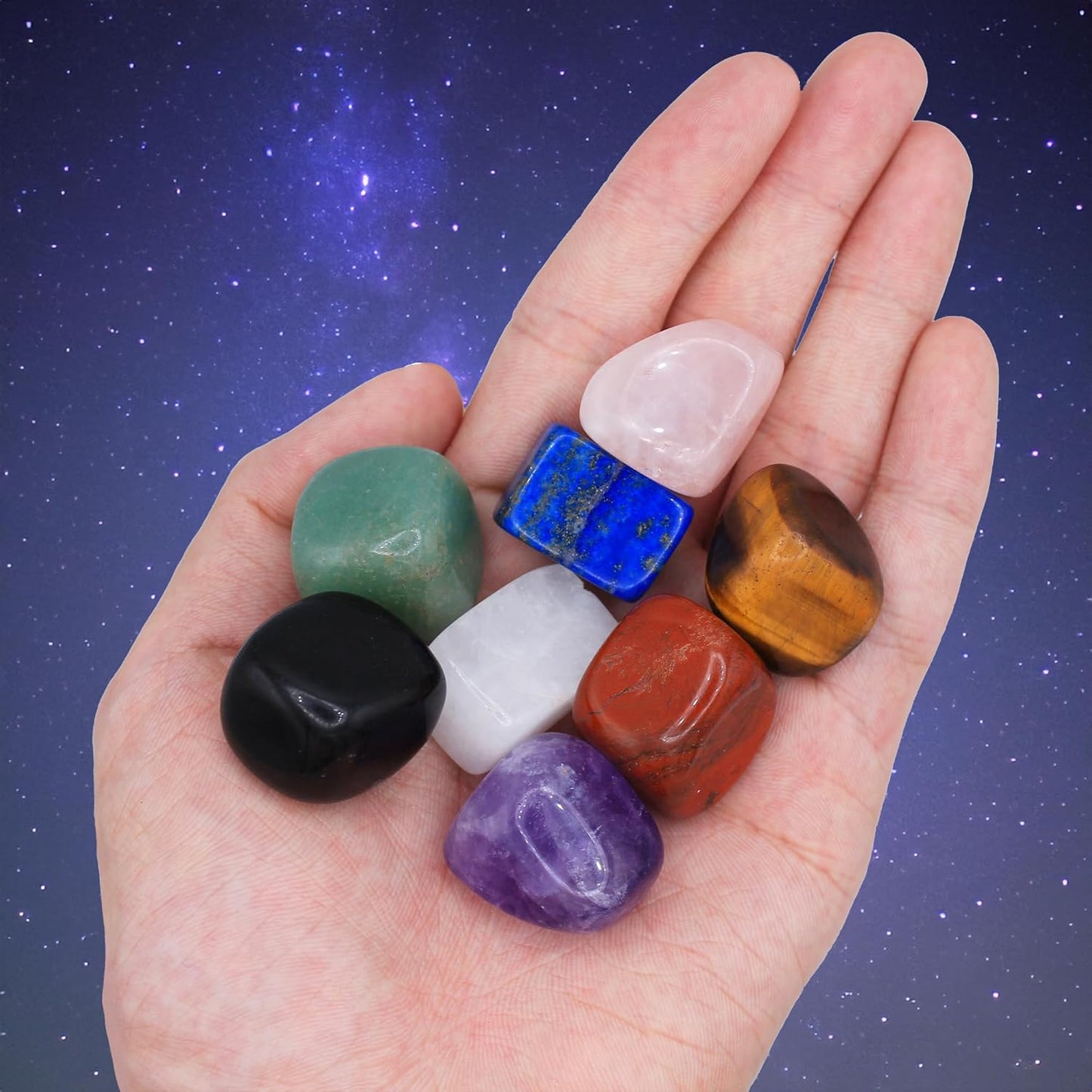 Chakra Stones Set of 8 - Premium Healing Crystals for Balancing, Meditation & Reiki Therapy