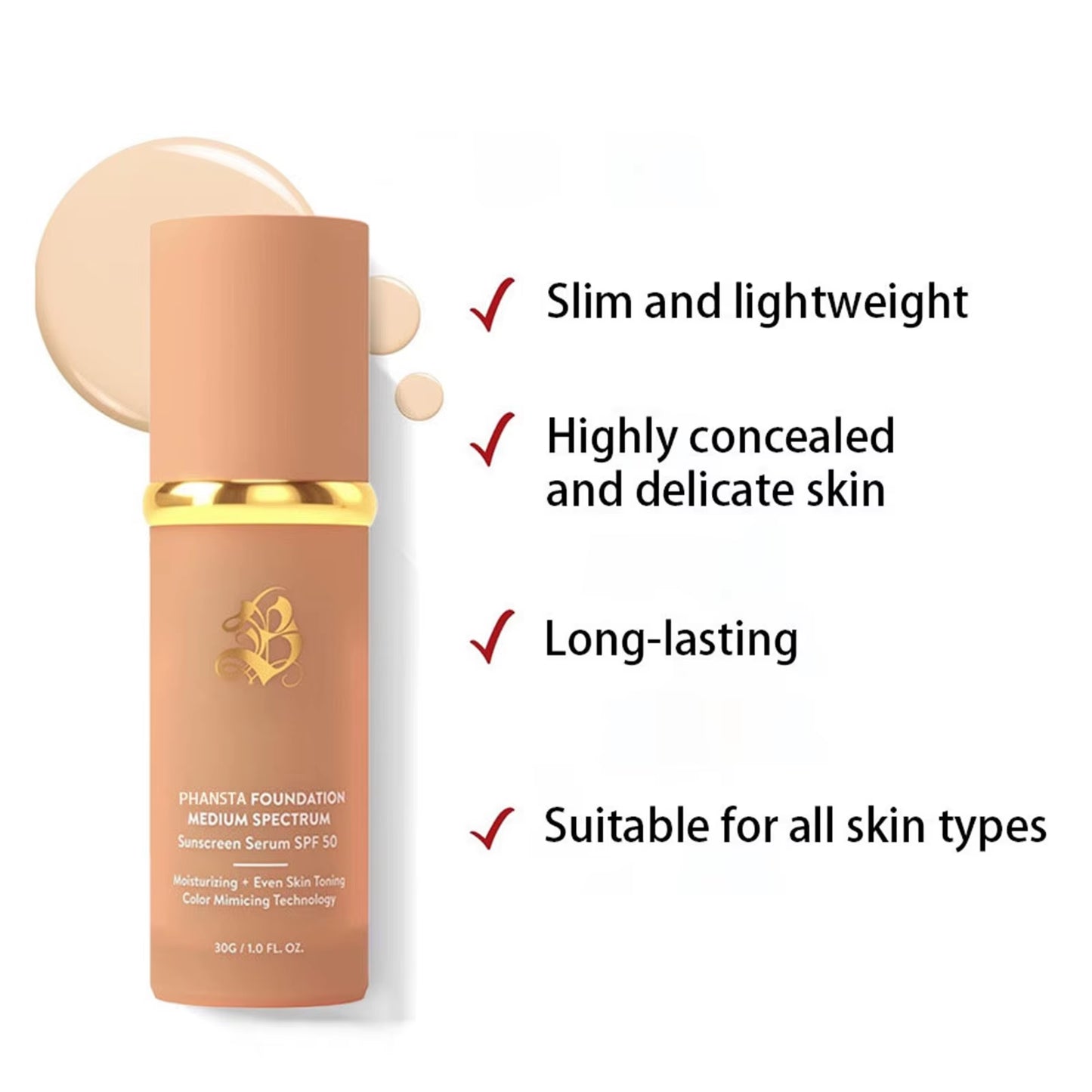 New Biomimicry Foundation 4 in 1 Spectrums 4 in 1 Biomimicry Light Spectrums Foundation with Spf50+ Longwearing