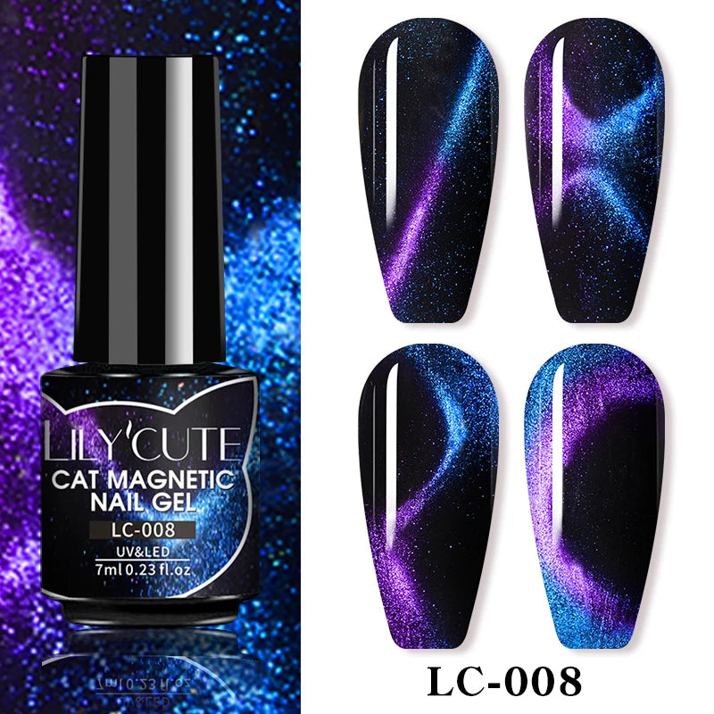 3-in-1 Platinum Rose Gold Cat Magnetic Gel Nail Polish - 7ML Moonlight Glitter UV Varnish for Stunning Semi-Permanent Manicures