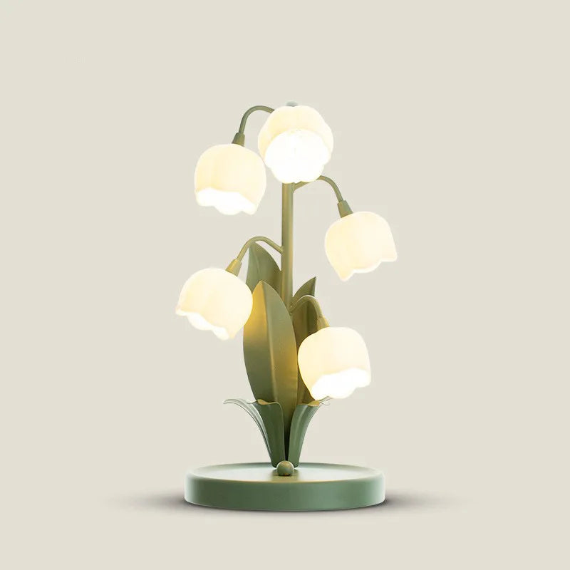 Charming Vintage Floral Table Lamp - 5 Lily Designs in 3 Color Patterns with G4 LED Bulbs for Cozy Bedrooms and Living Rooms