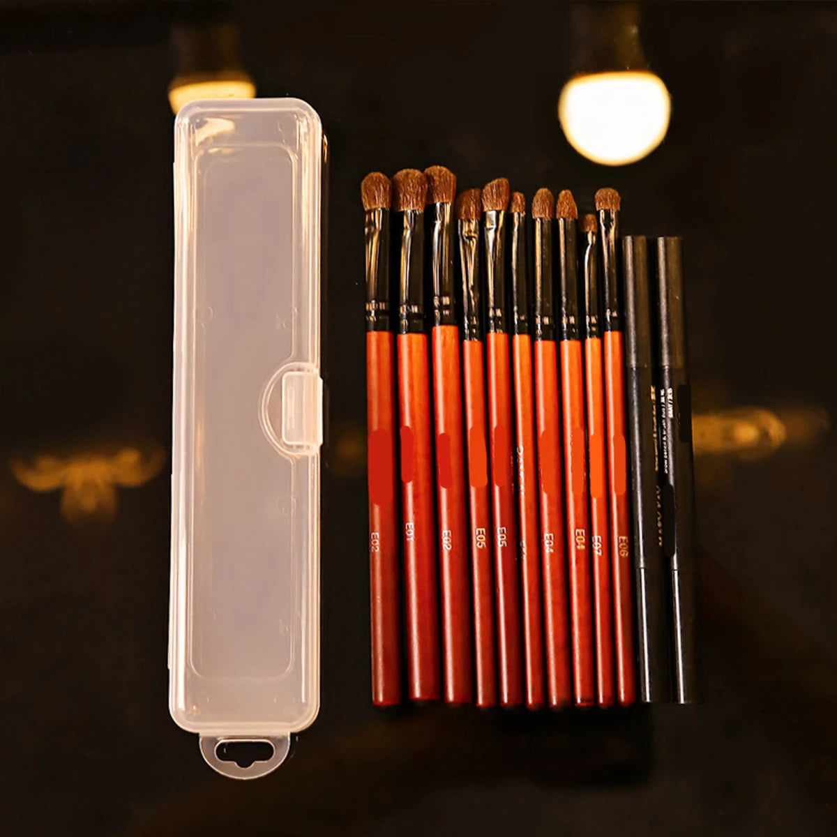 1Pc Transparent Flip-Top Portable Storage Box, Makeup Brush Box, Eyebrow Pencil Toothbrush Organizer, Cosmetic Brush Storage Con
