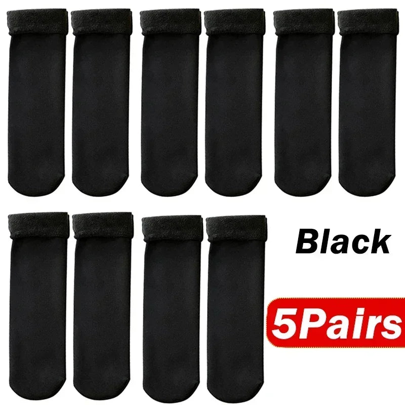 Cozy Cashmere Wool Thermal Socks for Women - Winter Warmth & Comfort - 5 Pairs of Soft Short Boot Socks