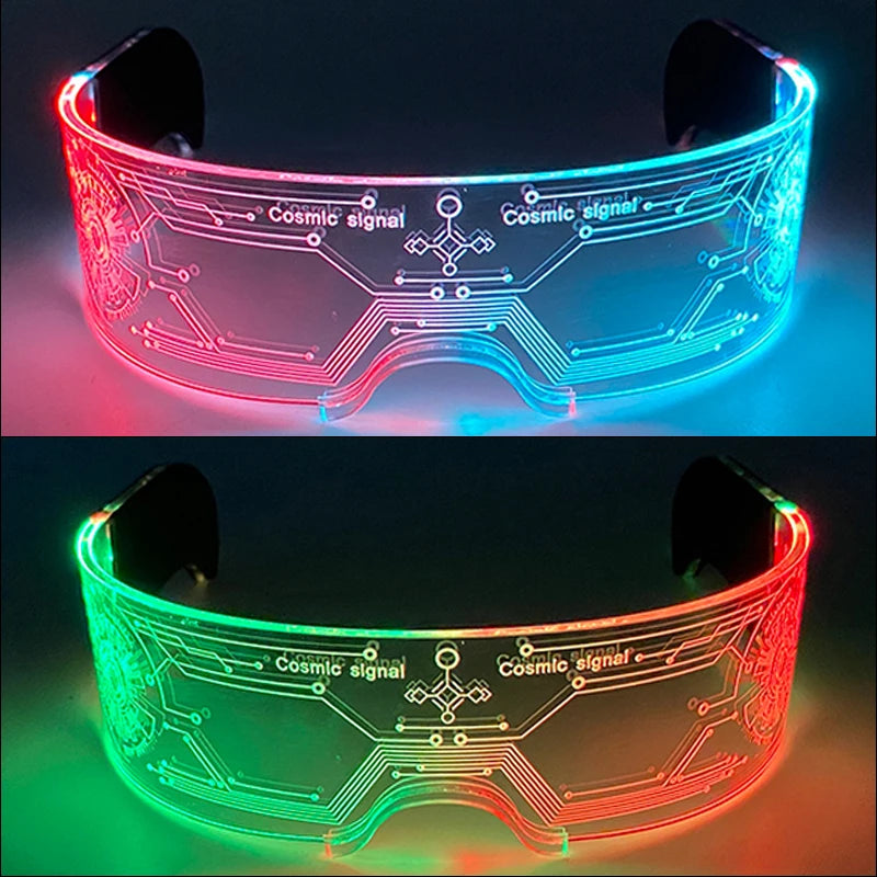 Glow Party Acrylic LED Glasses - Neon Light Up Eyewear for DJ Events, Halloween & Christmas Celebrations