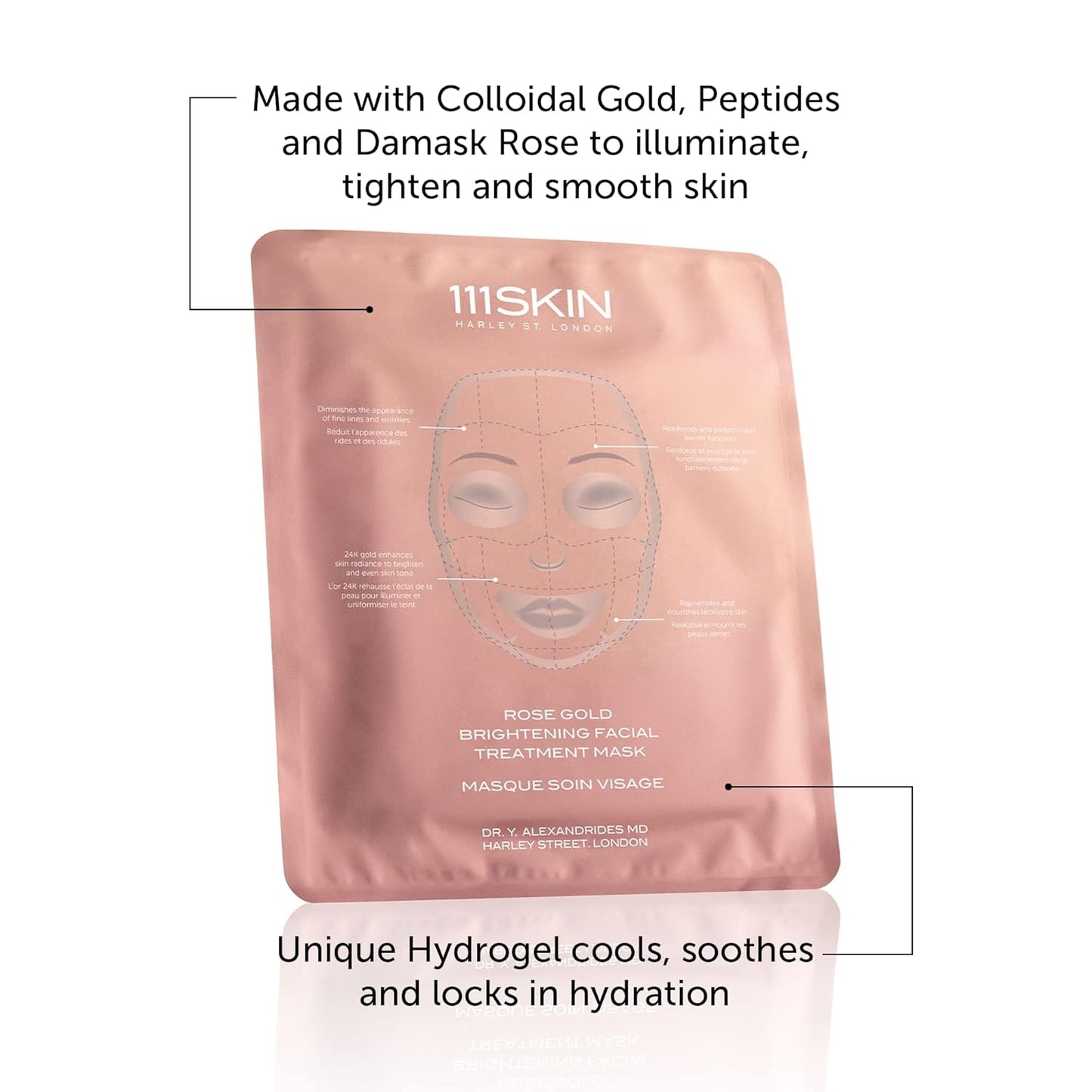 Rose Gold Brightening Facial Treatment Mask | Fragrance Free | the Ultimate Pre-Event Mask | for Hydration & Radiance | Set of 5 (1.01 Oz Each)