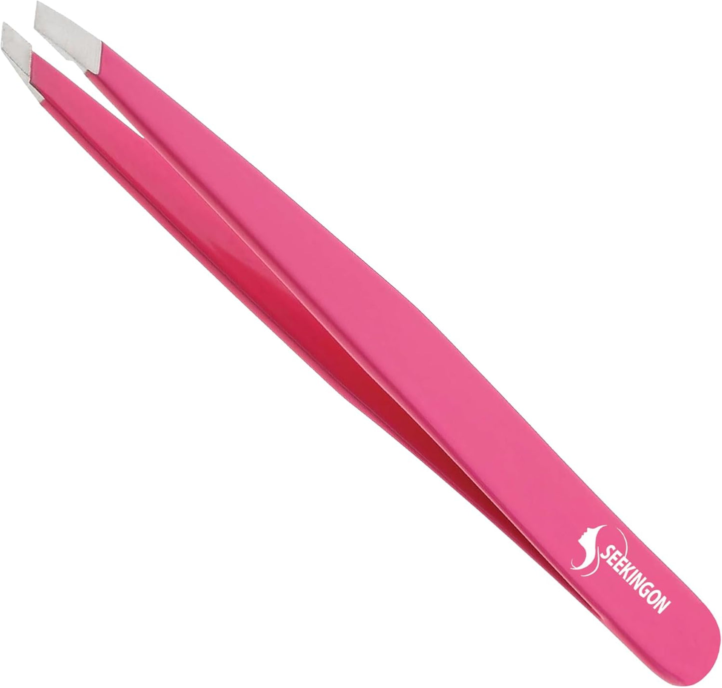 Precision Slant Tweezers for Women & Men - Sharp, Non-Slip Grip for Flawless Hair Removal and Ingrown Hair Plucking - Elegant Silver Design