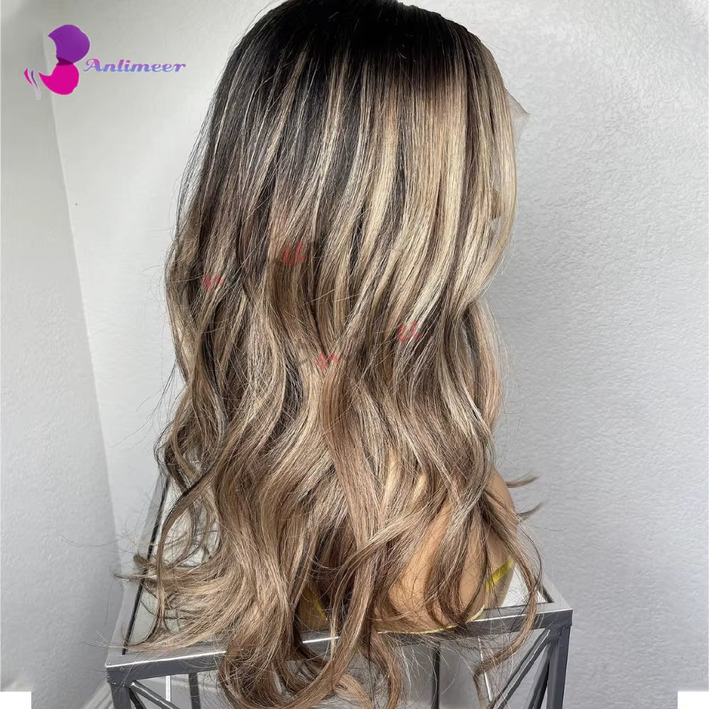 Pre-Plucked 360 Lace Front Human Hair Wigs - Highlighted Light Blonde Body Wave Style