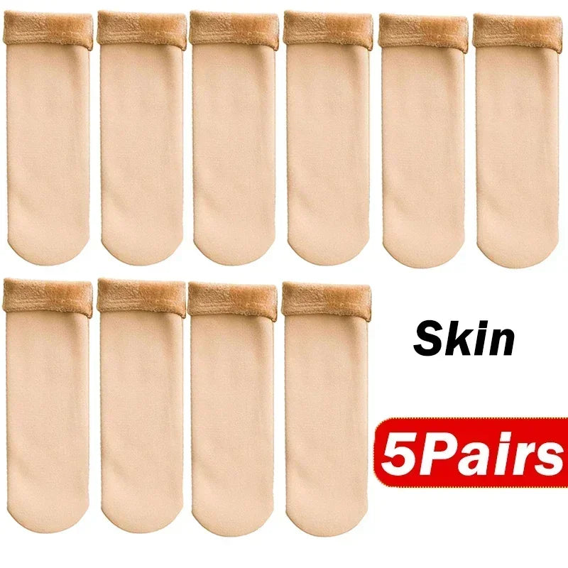 Cozy Cashmere Wool Thermal Socks for Women - Winter Warmth & Comfort - 5 Pairs of Soft Short Boot Socks
