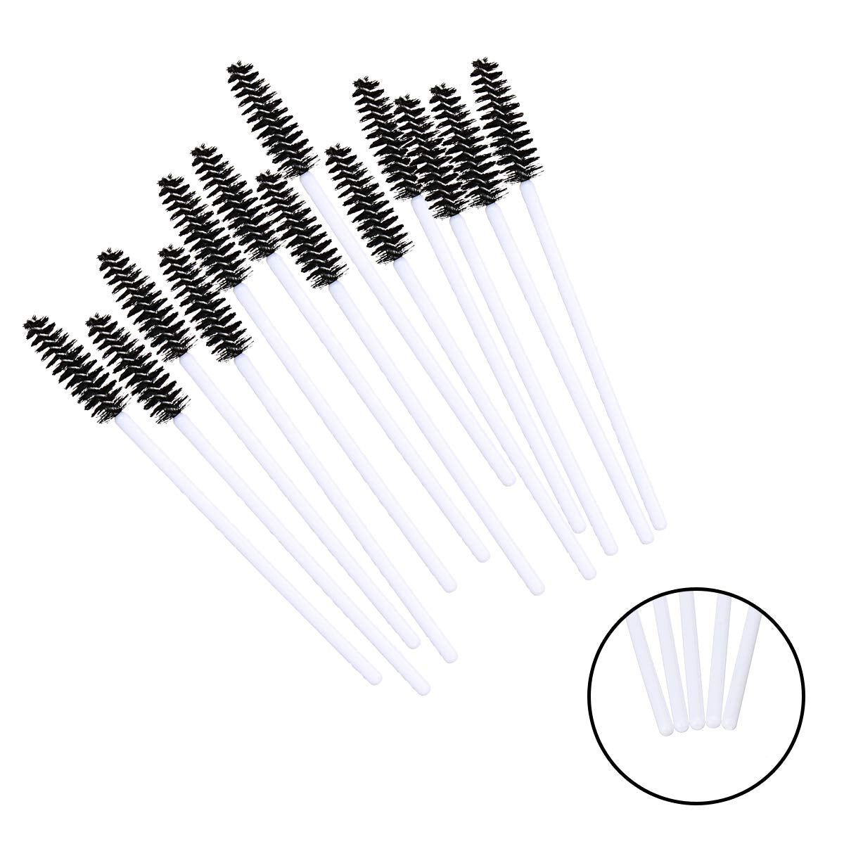 100 PCS Disposable Eyelash Brushes Mascara Brushes Eye Lash Eyebrow Applicator Cosmetic Makeup Brush Tool Kits (White-Black)