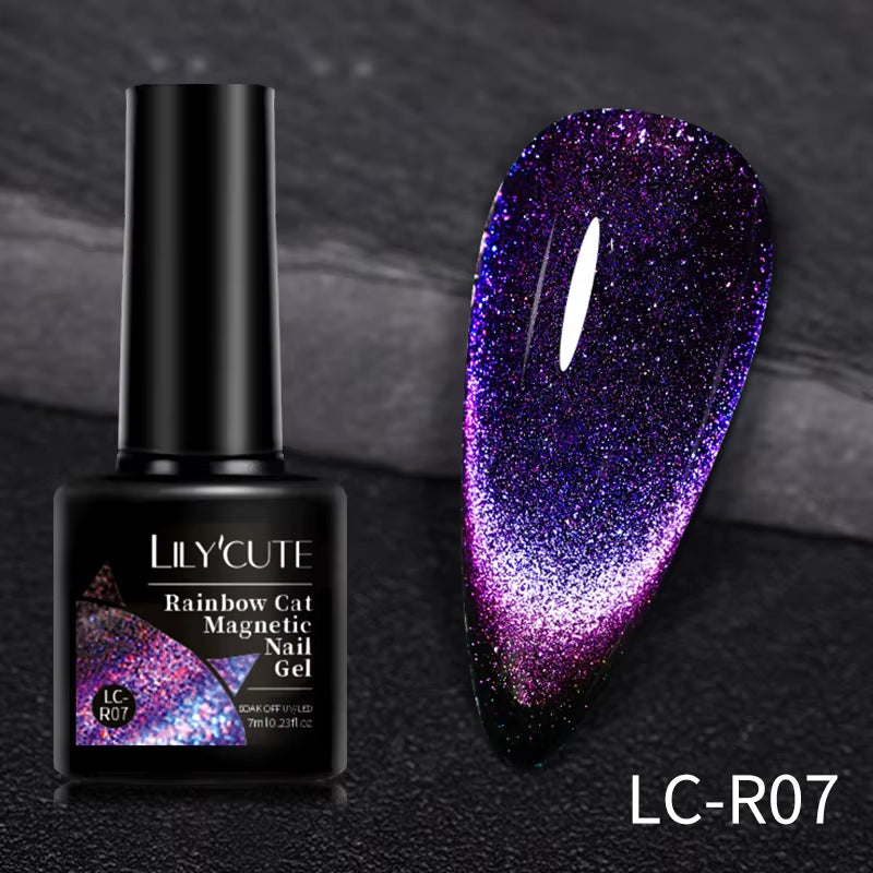 3-in-1 Platinum Rose Gold Cat Magnetic Gel Nail Polish - 7ML Moonlight Glitter UV Varnish for Stunning Semi-Permanent Manicures