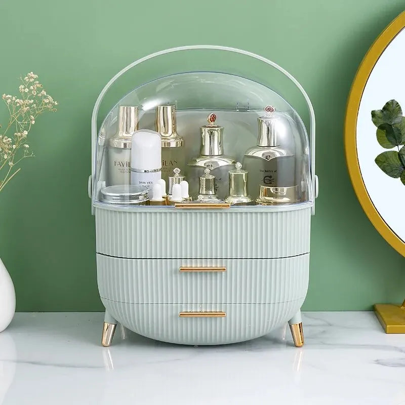Large Capacity Makeup Organizer - Stylish Cosmetic Storage Box & Dressing Table Essential with Brush Holder