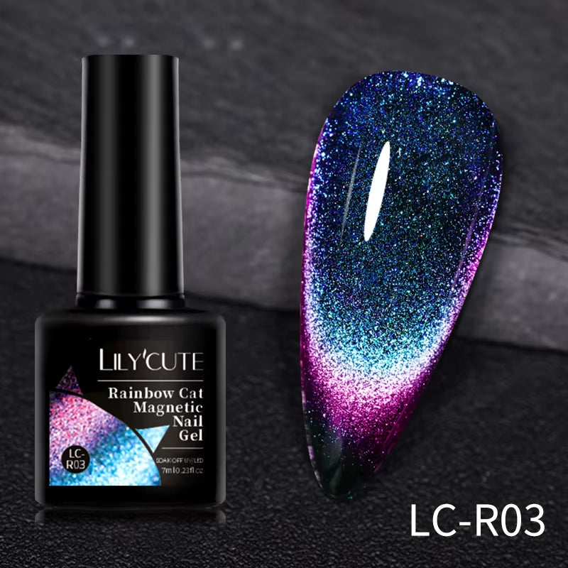 3-in-1 Platinum Rose Gold Cat Magnetic Gel Nail Polish - 7ML Moonlight Glitter UV Varnish for Stunning Semi-Permanent Manicures
