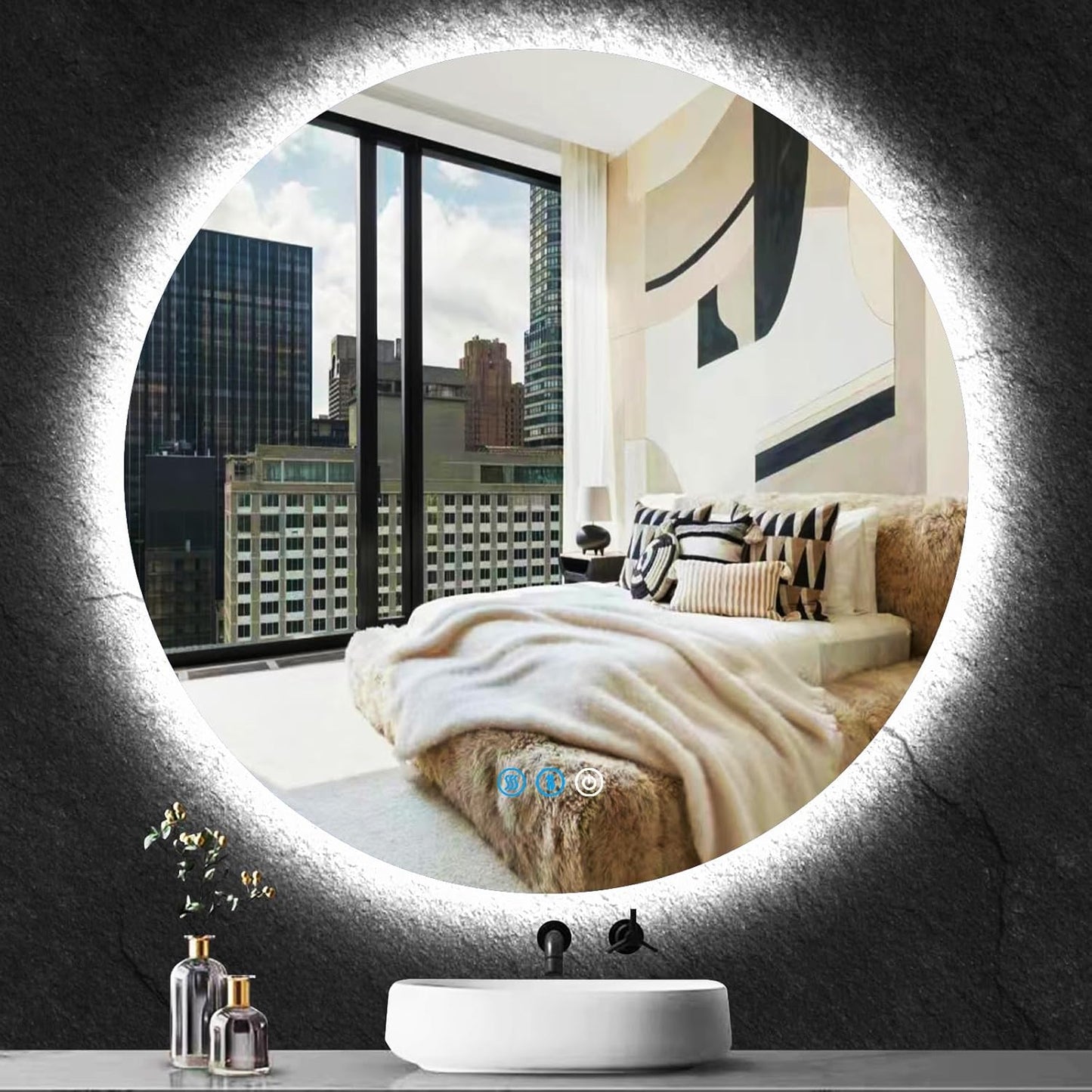 32" Dimmable Backlit LED Bathroom Mirror with Anti-Fog and Aluminum Frame - 3 Color Settings