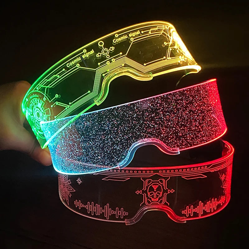 Glow Party Acrylic LED Glasses - Neon Light Up Eyewear for DJ Events, Halloween & Christmas Celebrations