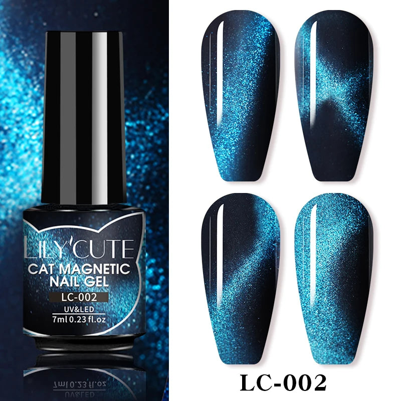 3-in-1 Platinum Rose Gold Cat Magnetic Gel Nail Polish - 7ML Moonlight Glitter UV Varnish for Stunning Semi-Permanent Manicures