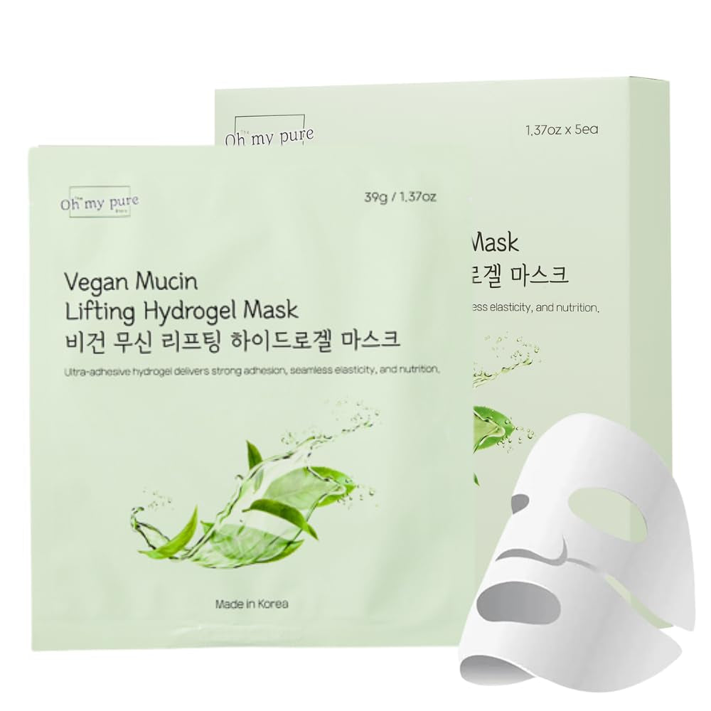 OHMYPURE Hydrogel Antiwrinkle Deep Collagen Face Mask 4+1 EA Ultimate Hydration, Improves Skin Texture, Affordable Luxury, Glowing Skin, Reduces Fine Lines & Wrinkles, Made in Korea (5, Deep Collagen)