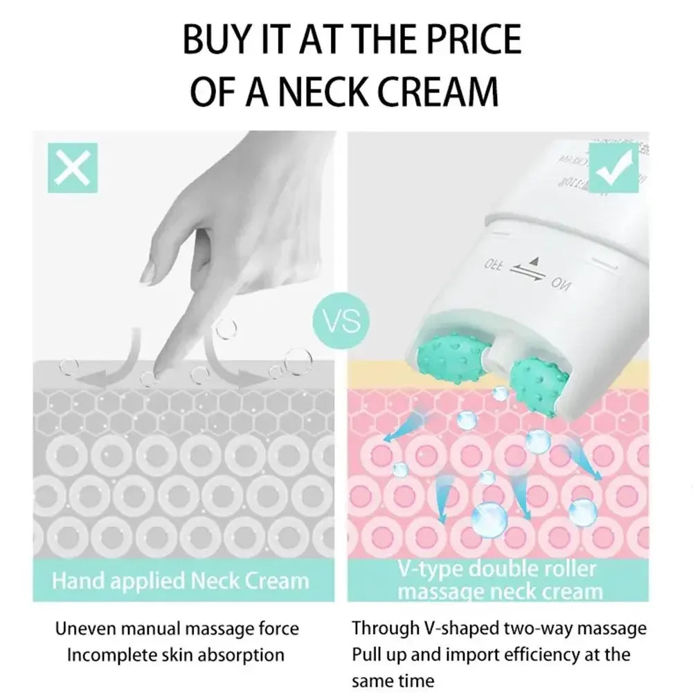 Revitalize Your Neck: Whitening & Firming Wrinkle Cream with Massage Roller for Youthful Skin