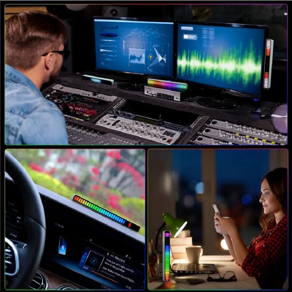 RGB Music Rhythm LED Light Bar - Rechargeable APP-Controlled, Sound-Activated Night Light for Cars & Gaming