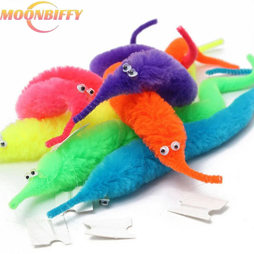 6Pc Cool Stuff Fuzzy Worm Magic Toys Wizard Strange Child Magic Tricks for Kids Games Worm on a String Funny Tricks for Children
