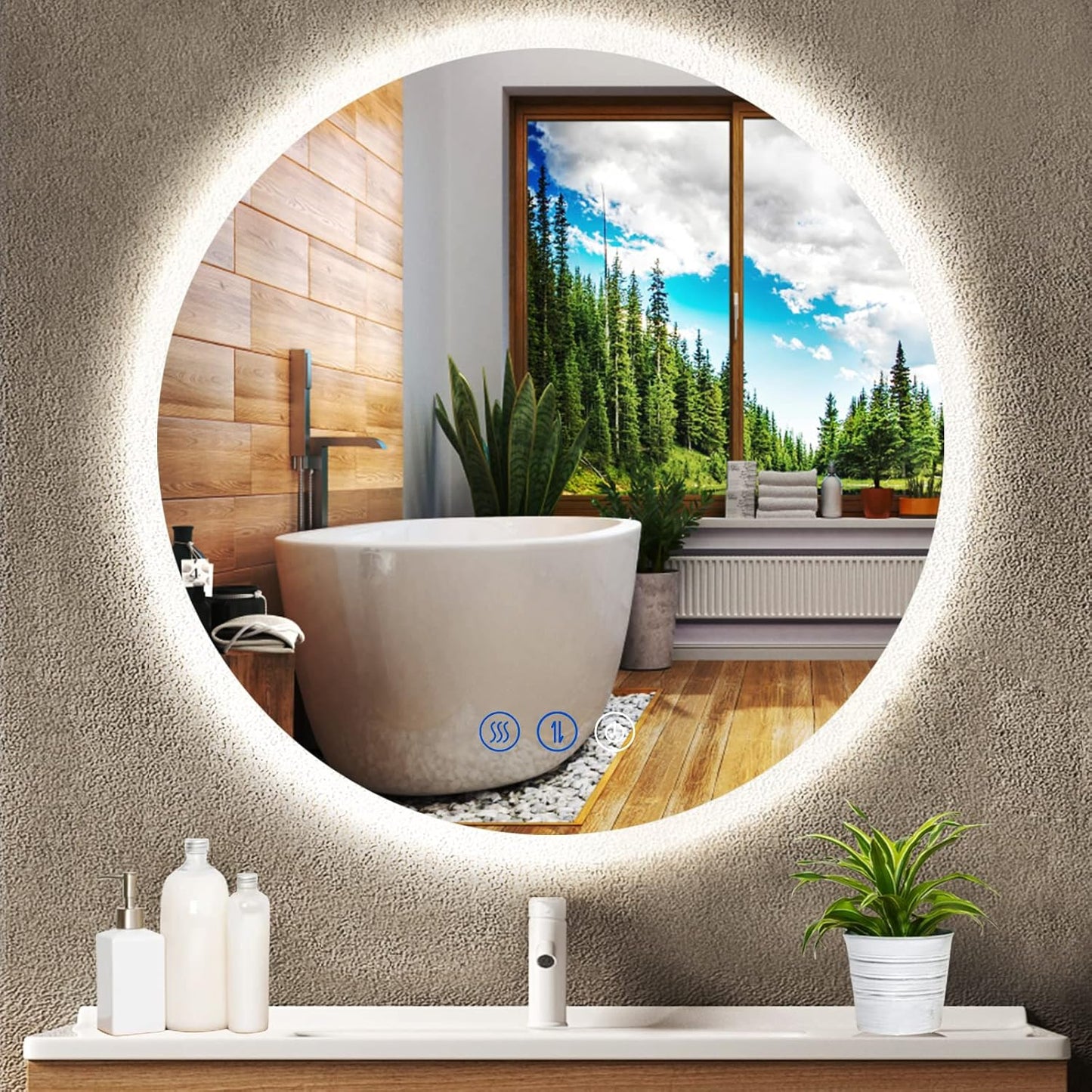 32" Dimmable Backlit LED Bathroom Mirror with Anti-Fog and Aluminum Frame - 3 Color Settings