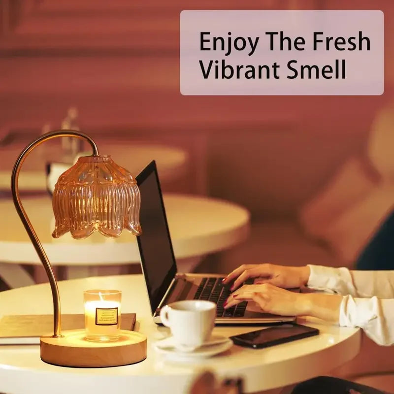 Dimmable Aromatherapy Candle Warmer Lamp - Elegant Glass Shade & Timer Feature for Cozy Ambiance