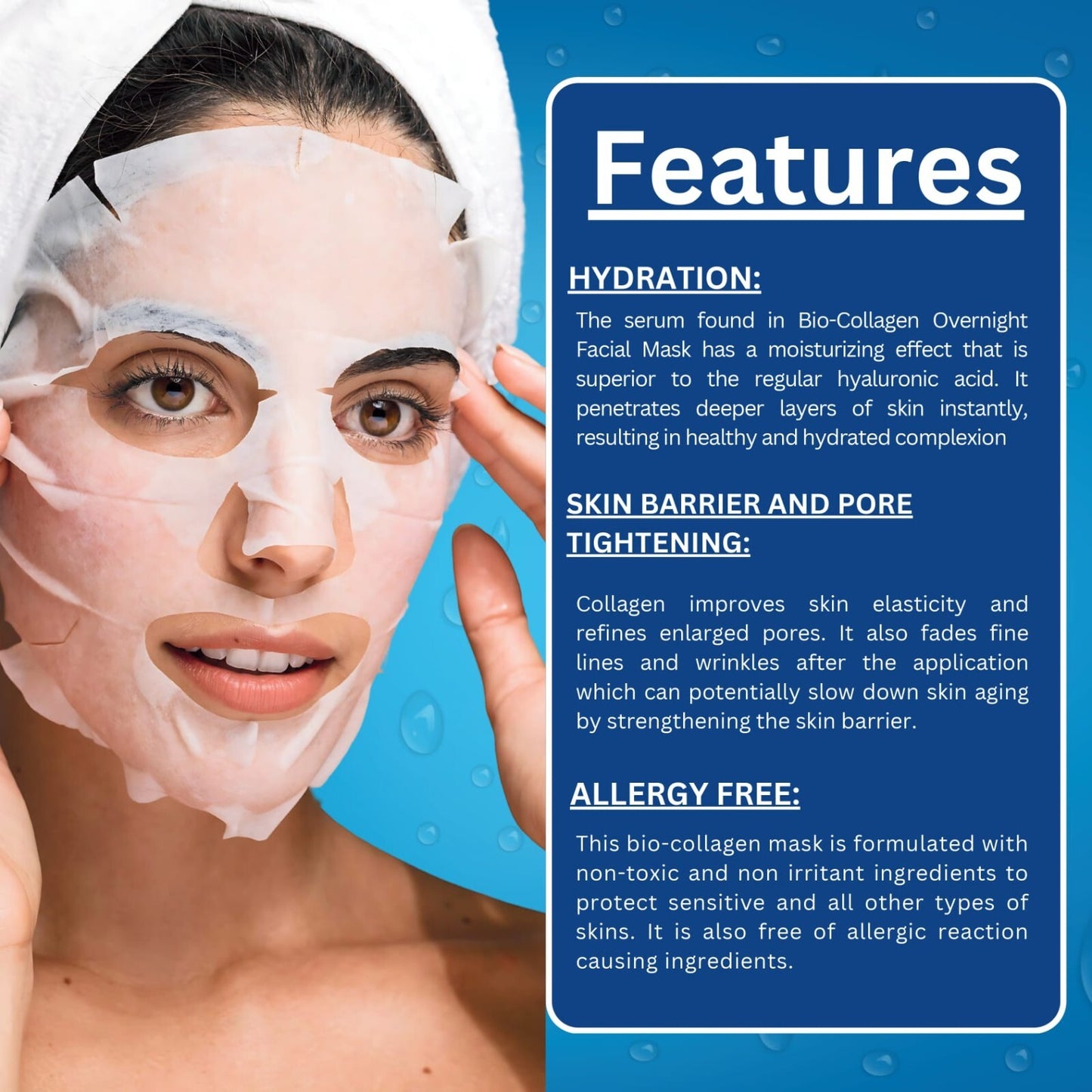 Korean Beauty Bio-Collagen Real Deep Facial Mask 34G X 4 Ea