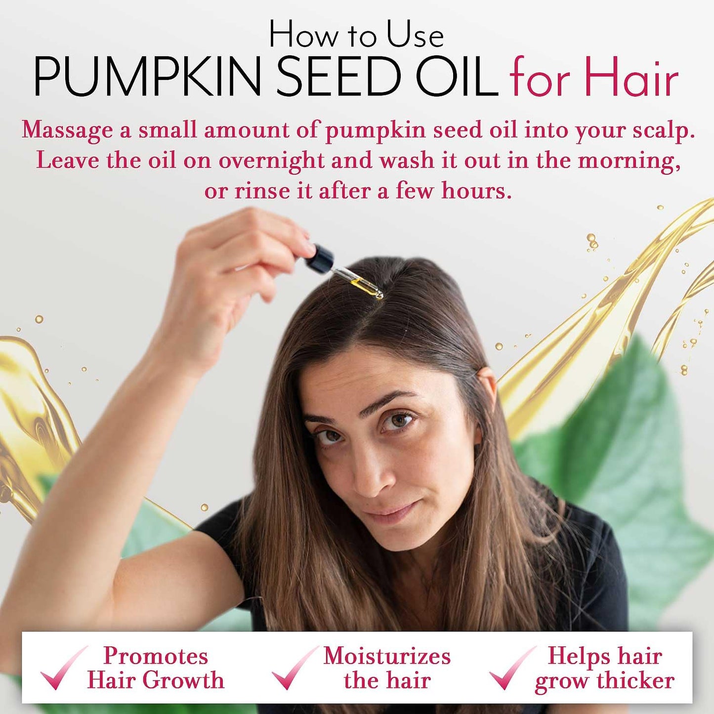 Premium Pumpkin Seed Oil for Hair Growth 2 Oz - 100% Pure Moisturizing Oil for Healthy Hair, Skin & Nails