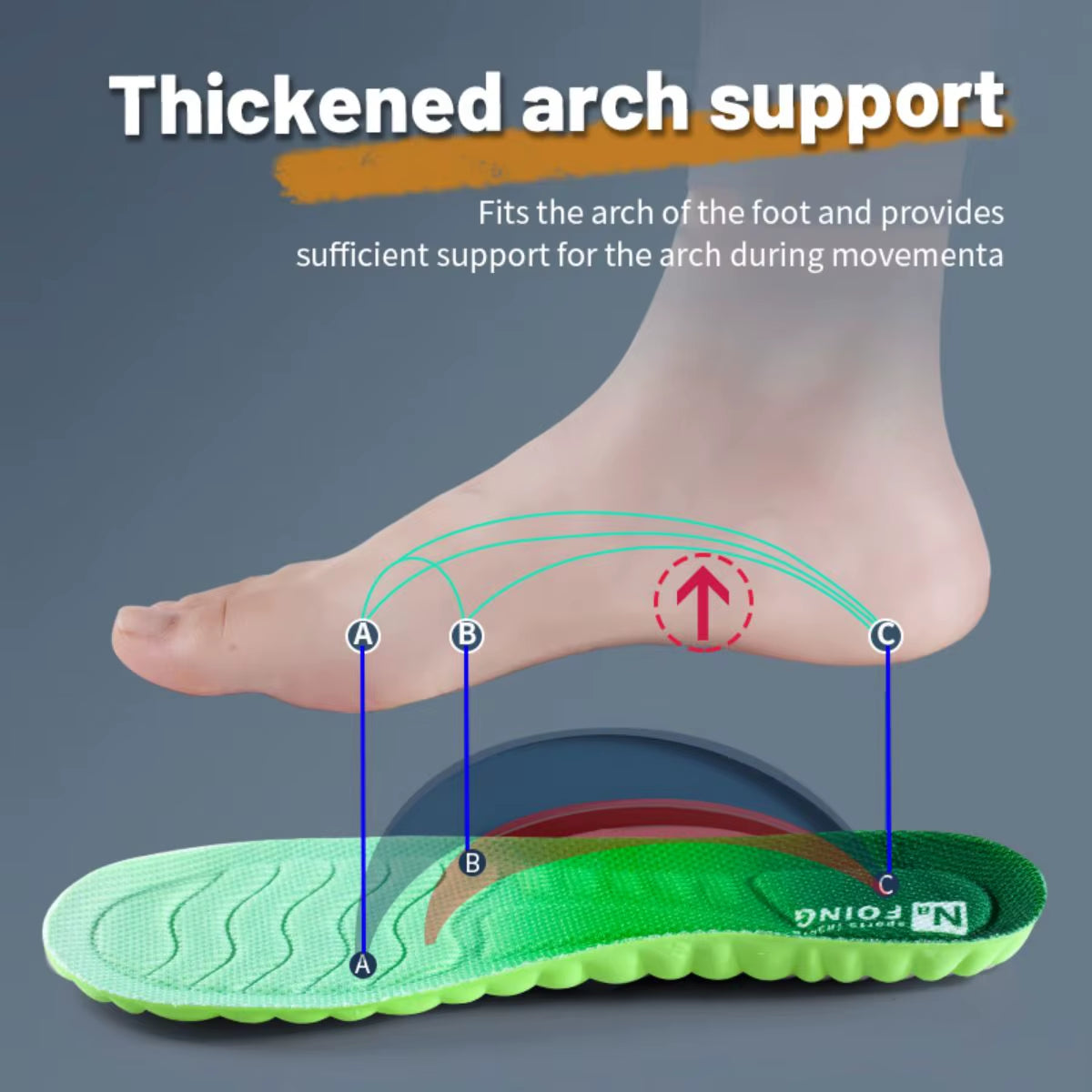 1Pair Sport Insoles PU High Stretch Shock Resistant Antibacterial Anti-Odorant Breathable Insoles Comfortable for Shoes Cushion