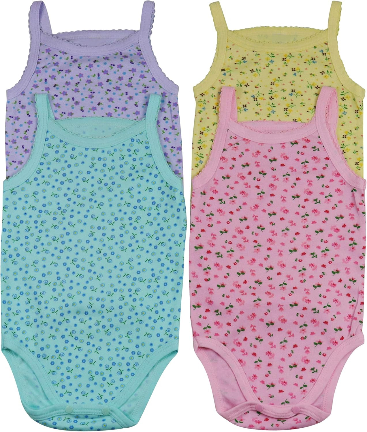 Baby Girls' 4 Pack Overall One-Piece Bodysuit