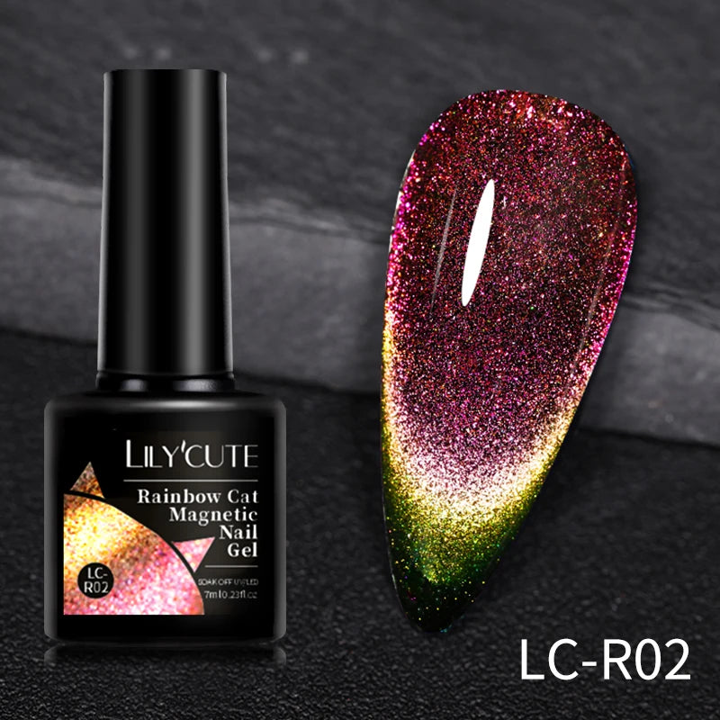 3-in-1 Platinum Rose Gold Cat Magnetic Gel Nail Polish - 7ML Moonlight Glitter UV Varnish for Stunning Semi-Permanent Manicures