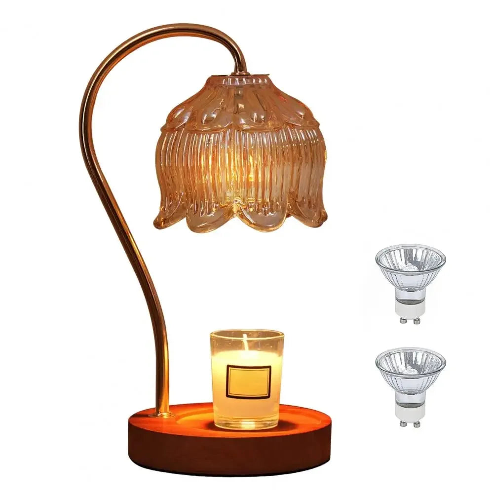 Dimmable Aromatherapy Candle Warmer Lamp - Elegant Glass Shade & Timer Feature for Cozy Ambiance