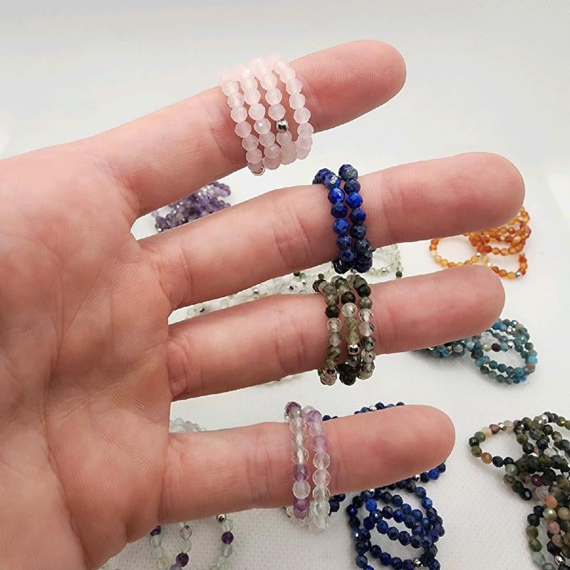 Gemstone Beaded Ring Natural Stone Jewelry