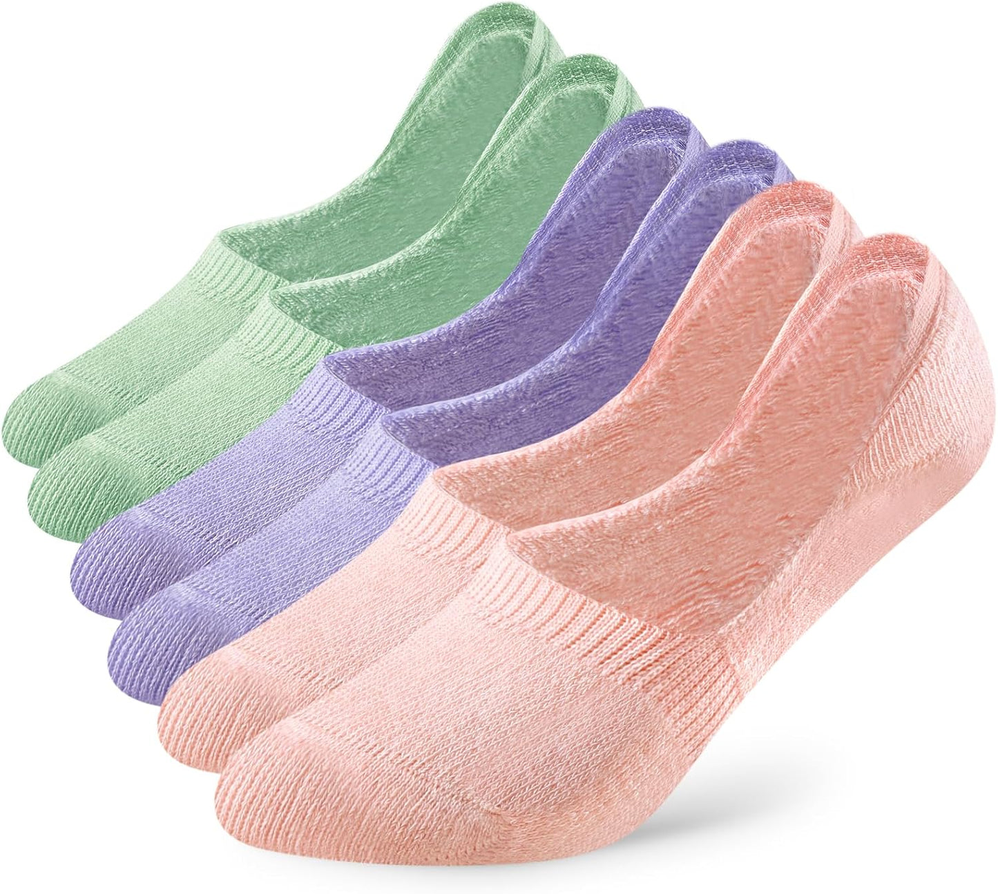 6 Pairs Unisex Thick Cushion Athletic Cotton Non Slip Low Cut Flat Liner No Show Socks