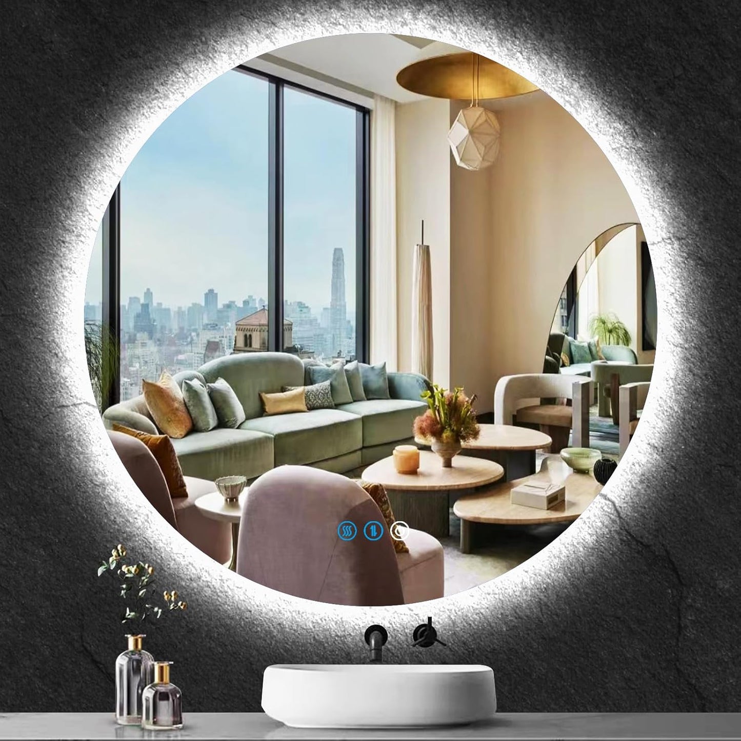 32" Dimmable Backlit LED Bathroom Mirror with Anti-Fog and Aluminum Frame - 3 Color Settings
