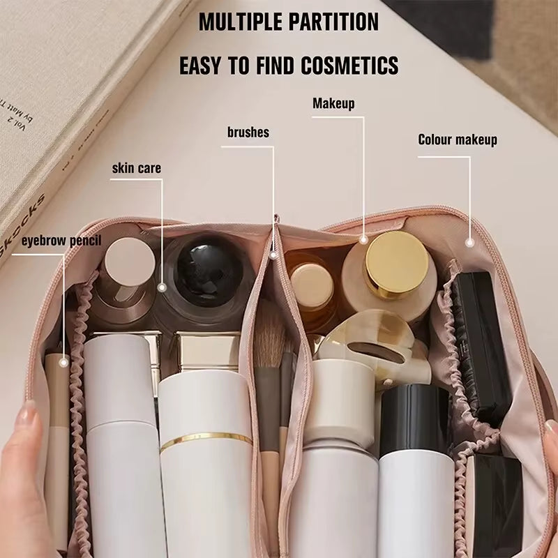 Large Leather Travel Cosmetic Bag