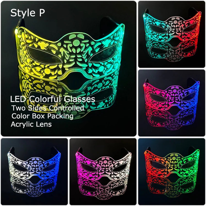 Glow Party Acrylic LED Glasses - Neon Light Up Eyewear for DJ Events, Halloween & Christmas Celebrations
