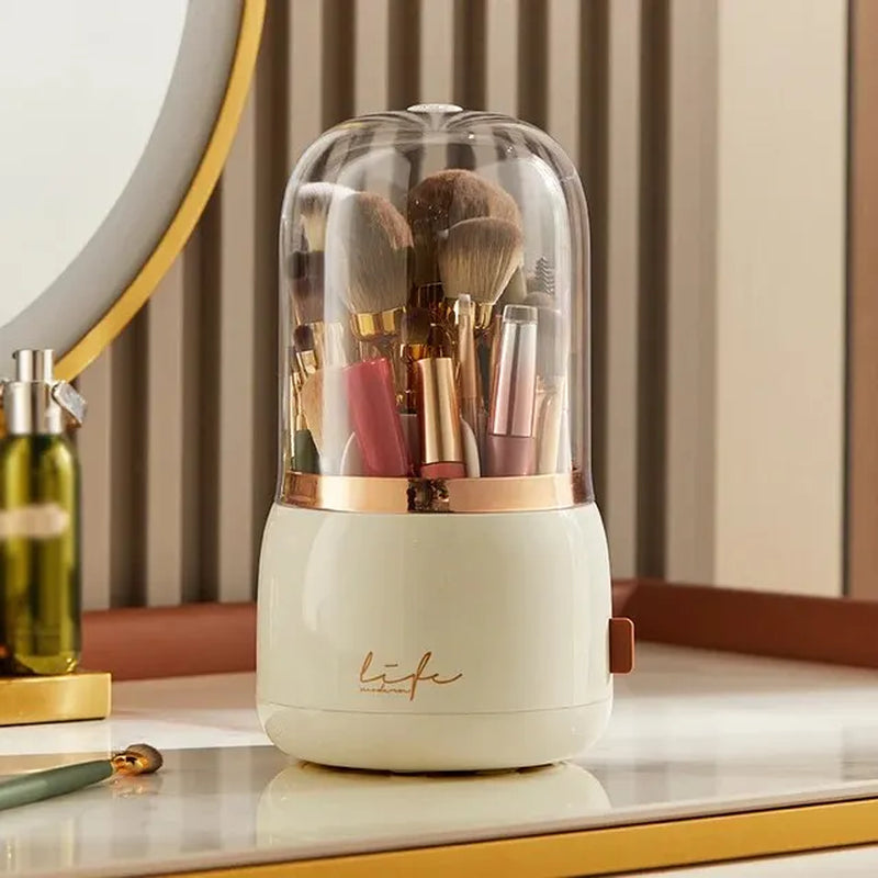 Large Capacity Makeup Organizer - Stylish Cosmetic Storage Box & Dressing Table Essential with Brush Holder