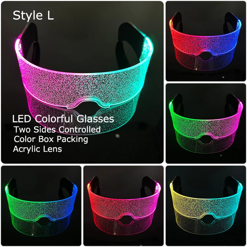 Glow Party Acrylic LED Glasses - Neon Light Up Eyewear for DJ Events, Halloween & Christmas Celebrations