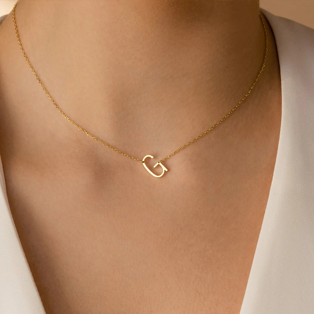 Chic Sideways Initial Letter Necklace for a Personalized Touch