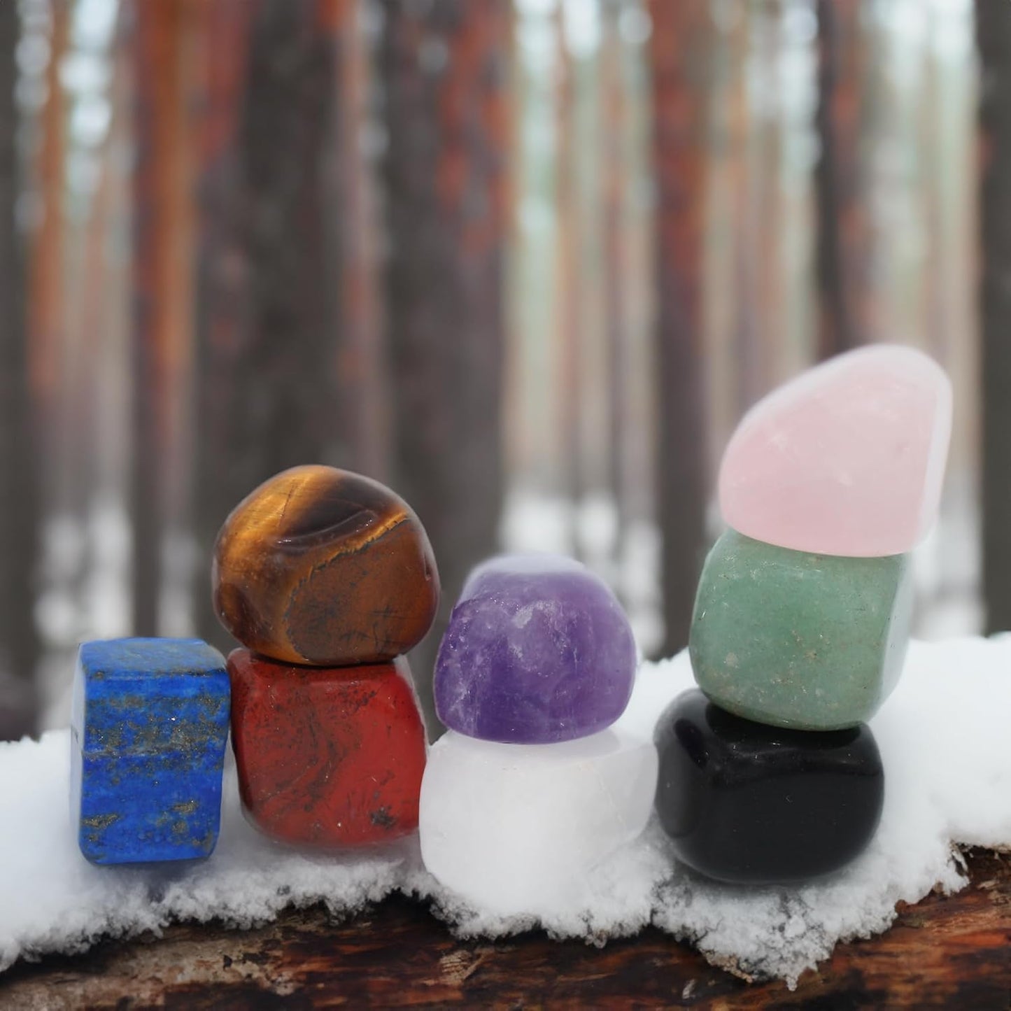 Chakra Stones Set of 8 - Premium Healing Crystals for Balancing, Meditation & Reiki Therapy