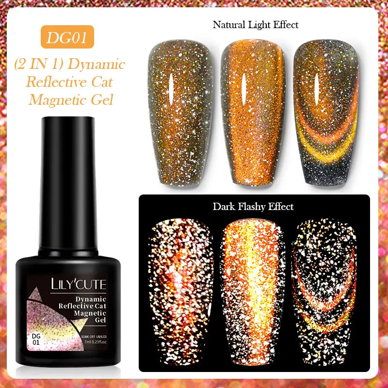 3-in-1 Platinum Rose Gold Cat Magnetic Gel Nail Polish - 7ML Moonlight Glitter UV Varnish for Stunning Semi-Permanent Manicures