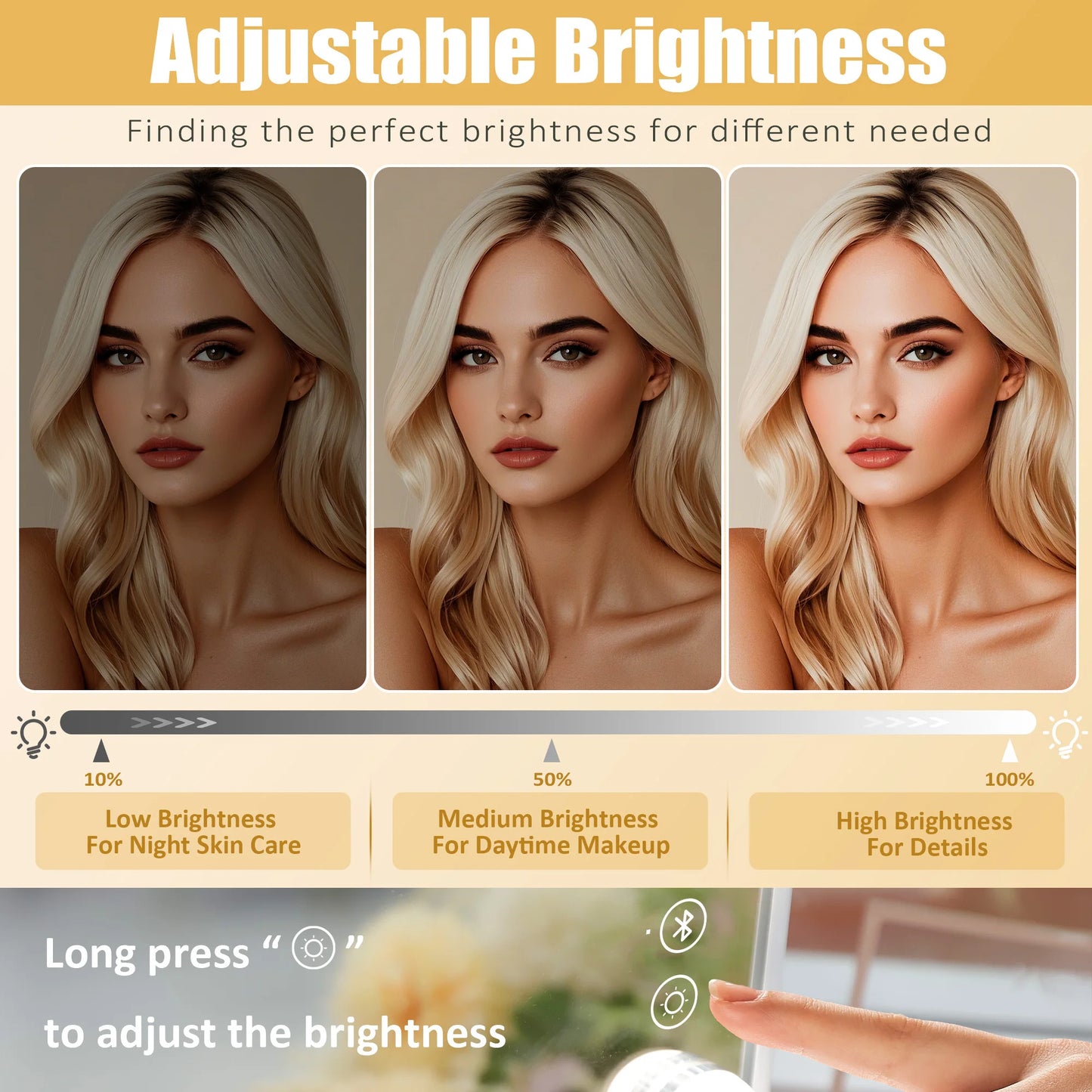 Illuminate Your Beauty: FENCHILIN White Hollywood Vanity Mirror with Dimmable Lights, Bluetooth Speaker, and Wireless Charger