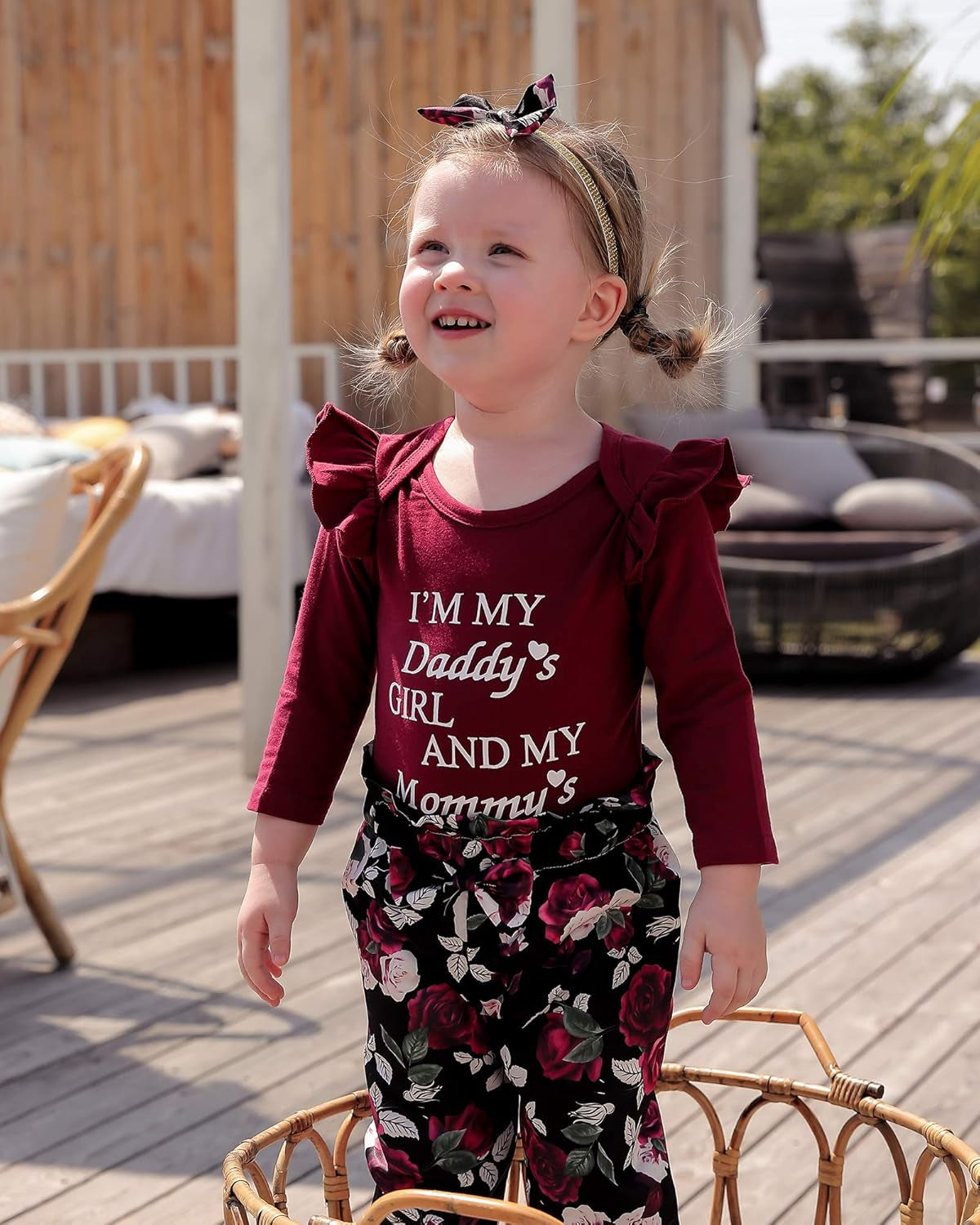 Adorable 3-Piece Floral Ruffle Sleeve Outfit Set for Baby Girls - Perfect Fall/Winter Gift (0-4T)