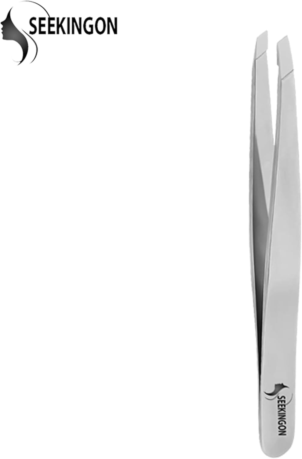 Precision Slant Tweezers for Women & Men - Sharp, Non-Slip Grip for Flawless Hair Removal and Ingrown Hair Plucking - Elegant Silver Design
